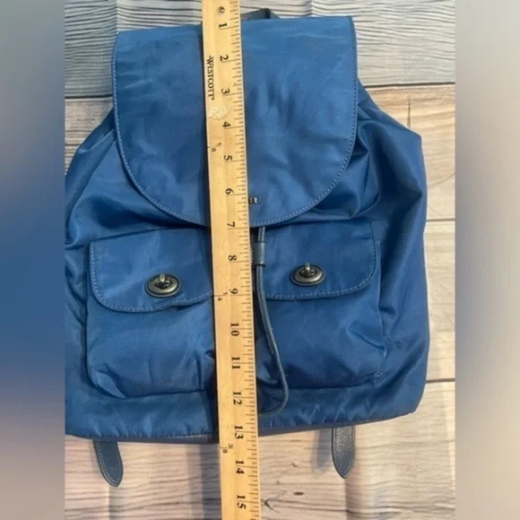 COACH Unisex Blue Nylon and Leather Medium size Backpack  display picture 1
